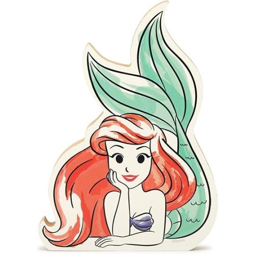 Disney Princess The Little Mermaid Ariel Shelf Sitter Decor - Chunky Wood Block Cutout for Home Decorating