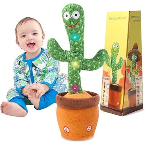 MIAODAM Dancing Cactus, Talking Cactus Baby Toy, Colorful Glowing Repeating Cactus Toy for Baby Toddler, Singing Cactus Toy 10 Pcs Songs Repeats What You Say for Baby Toy Gift Mimicking