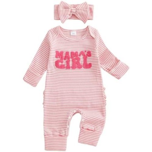 FYBITBO Baby Girl Newborn Clothes Mamas Girl Outfit Long Sleeve Romper Onesie Fall Winter Jumpsuit Infant Coming Home Outfit