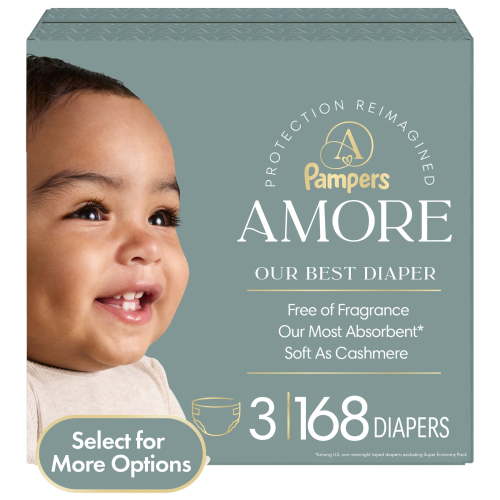 Pampers Amore Baby Diapers Size 3, 168 Count (Select for More Options)