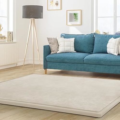 Baby Play Mat– 50"X50" Soft Rug Mat for Floor, Memory Foam Crawling Rug for Babies, Toddlers, Kids – 1.3" Thick, Nursery & Playroom Area Tatami Mats,Beige