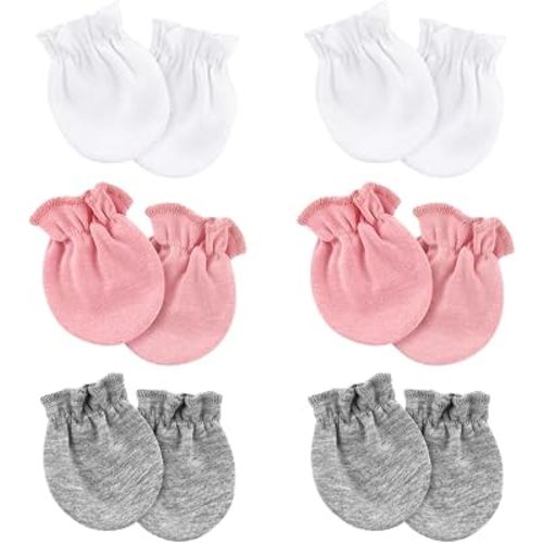 AQOKKA Newborn Baby Mittens No Scratch Cotton Elastic Wrist Gloves Infant Toddler Mittens for Baby Boy Girl 0-6 Months