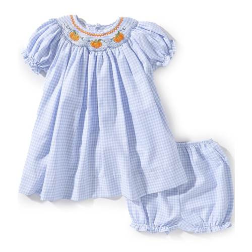 Petit Ami Baby Girls Short Sleeve Hand Picture Smocked Pumpkins Dress