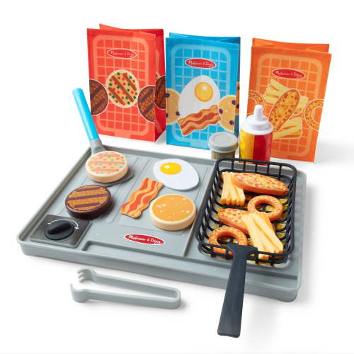 Melissa & Doug Flip & Fry Grill Play Set with Water WOW!® Color Reveal Play Food Preschool Toy Ages 3+