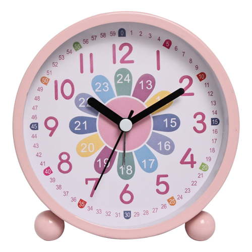 Silent Analog Alarm Clock for Kids - Colorful Educational Clock with Night Light, No Ticking, Easy-to-Use Buttons, Battery-Powered, Ideal Gift for Boys & Girls