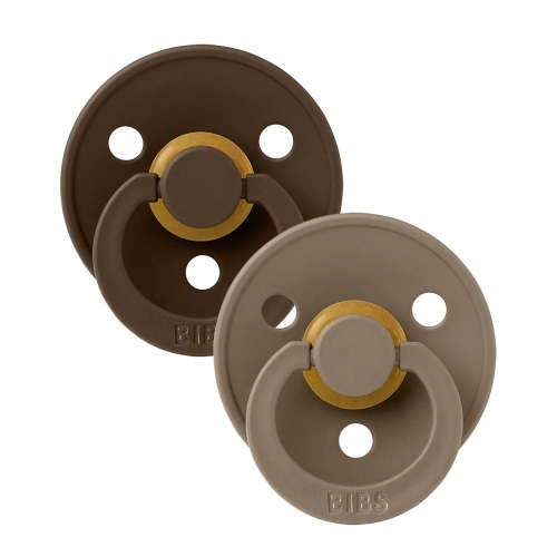 BIBS Colour Latex Infant Pacifier Size 2, 6-18 Months, Mocha/Dark Oak, 2 Count