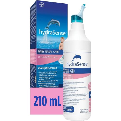 hydraSense Spray nasal à brume ultra-douce, soin nasal pour bébé, eau de mer d'origine 100 % naturelle, sans conservateur, 210 mL