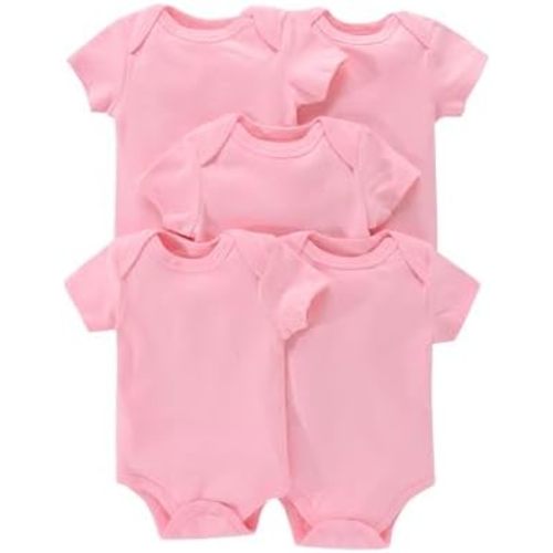 JYHOPE 5-Pack Newborn Infant Short Sleeve Pure Color Romper Bodysuit For Baby Girls And Boys Toddler Summer Clothes