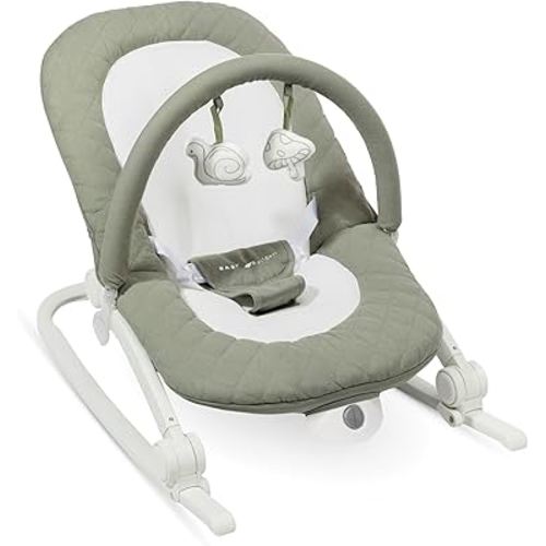 Baby Delight Aura | Deluxe Portable Rocker & Seat for Infants | Soothing Vibration & Sounds | Baby Rocker | Quilted Organic Sage