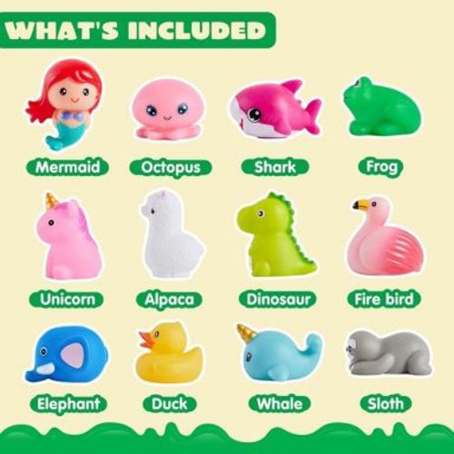 SYNCFUN 12pcs Light up Bath Toys 2.5inch Bathtub Mermaid Toy Baby Bathtime Floating Rubber Shower Toy for Infant