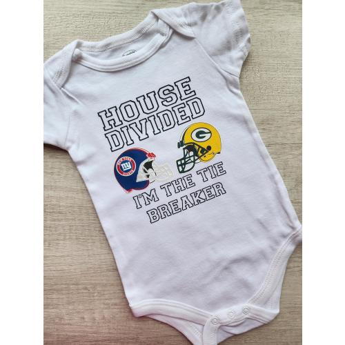 House divided Bodysuit| Tie breaker shirt| Baby announcement| Football inspired baby shirt| Football baby| House Divided Baby