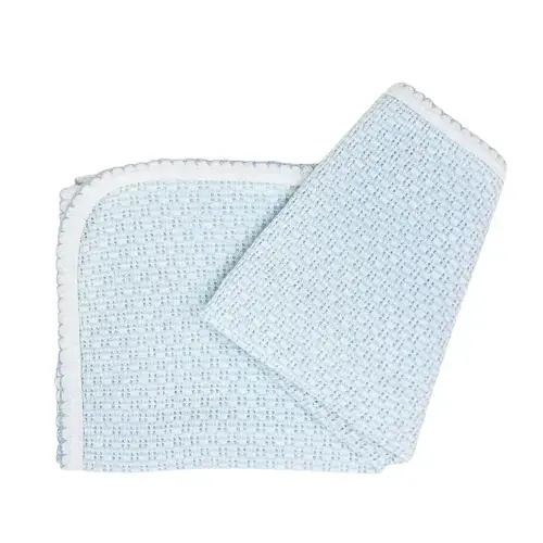 Paty Knit Solid Color Swaddle Blanket Blue
