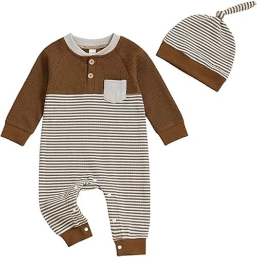 Newborn Baby Boy Romper Coming Home Outfit Infant Long Sleeve One Piece Jumpsuit Fall Winter Clothes