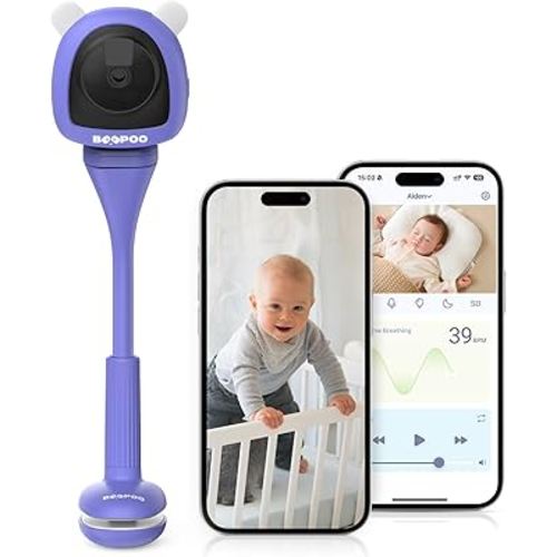 Baby Camera Monitor with Video & Audio, Smart Baby Monitor with Sleep & Breathing Motion Tracker, 2K Night Vision, AI Motion &Cry Detection WiFi Video Camera Monitor No Subscription, Upgrade Ver.