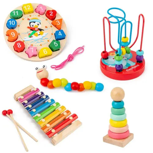 5PCS/Set Montessori Baby Toys Kids 3D Wooden Puzzles Early Learning - TikTok Shop