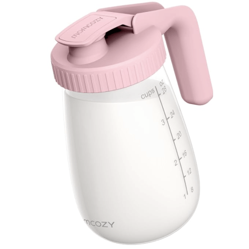 Momcozy Breast Milk Pitcher, Resistant to Heat and Cold Abrupt Temp Swings, No Leak Breast Milk Fridge Storage Container with Wide Mouth, Fast Baby Formula Maker, Breastfeeding Essentials, Pink