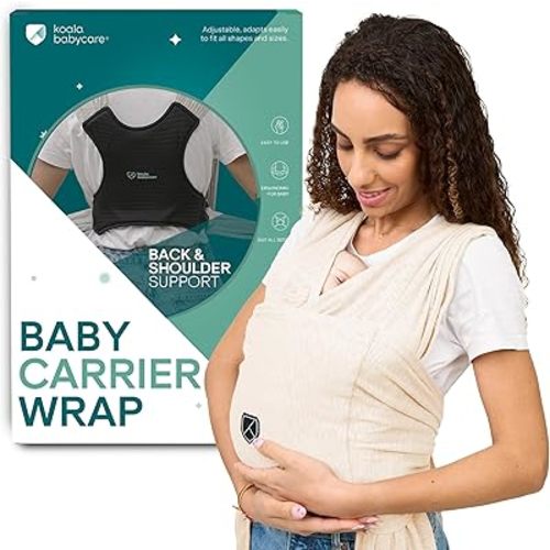 Koala Babycare Baby Carrier Wrap, Easy to Wear As a T-Shirt - Original Baby Carrier Newborn to Toddler - Sling One Size Fits All - Baby Wraps Carrier Up to 22lbs (Beige)