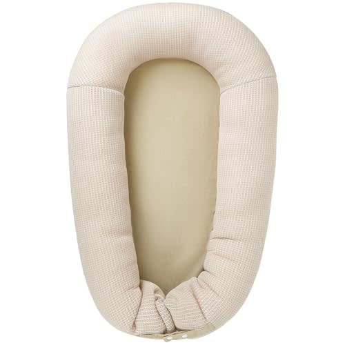 Baby Lounger, Deluxe Infant Lounger, Baby Nest Cover for Baby, Breathable Cotton, Adjustable Baby Floor Seat for Tummy Time, Newborn Essentials for Baby 0-12 Months (Khaki)