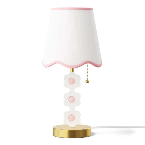 Mainstays Kids 16" Antique Brass Daisy Table Lamp with Scalloped White Shade