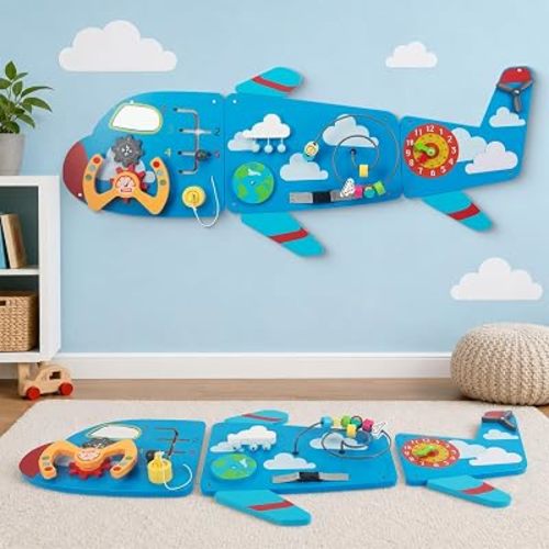 Sensory Wall Panel for Kids,Wooden Busy Board Toy with Bead Maze