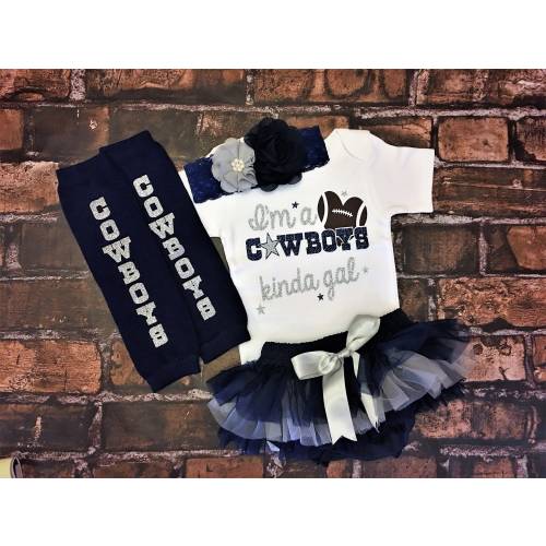 Cowboys baby girl outfit, baby shower gift, new infant present