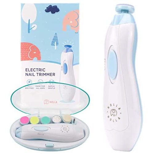 Nolla Kids Baby Nail Trimmer Electric - Electric Nail File Baby - Baby Nail File - Safe Baby Nail Clippers Manicure Set - Trim Polish Grooming Kit For Infant Newborn Toddler Adult Toes and Fingernails