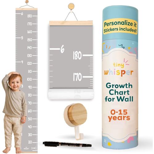 Height Chart for Kids Customizable Kids Height Wall Chart with Stickers, Marker & Hook Hanging Growth Chart Measurement for Wall Easy Installation for Baby Room Nursery and Playroom