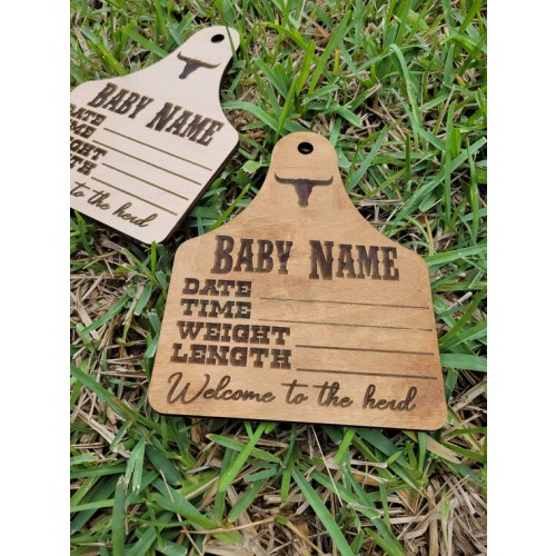 Cow Tag Birth Stats Baby Cow Tag Laser Engraved Cow Tag Baby - Etsy