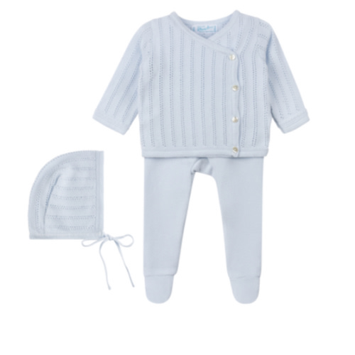 Boys and Girls Pointelle Wrap Set with Hat I Boys Bris Outfit Knitted | Baby Boys White Outfit | Feltman Brothers