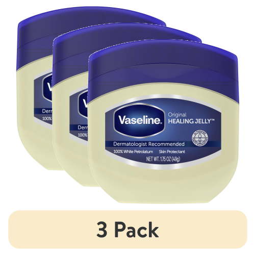 (3 pack) Vaseline 100% Pure Petroleum Jelly Original Unscented Body Moisturizer for All Skin Dryness, 1.75 oz
