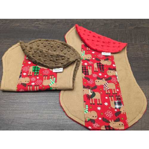 Burps Cloths of Winter Moose, Fun Baby Gift, Burp Cloths With Moose, Baby Winter Gift, Woodland Baby Burp Cloths, Christmas Moose Burp Cloth