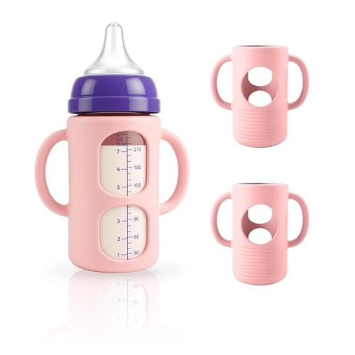 2-Pack Silicone Sleeves for New Lansinoh & Pigeon Glass Baby Bottle 8 oz
