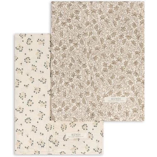 Colored Organics Baby 2 Pack Organic Cotton Burp Cloths Set - Hayden + Laverne Floral Muslin