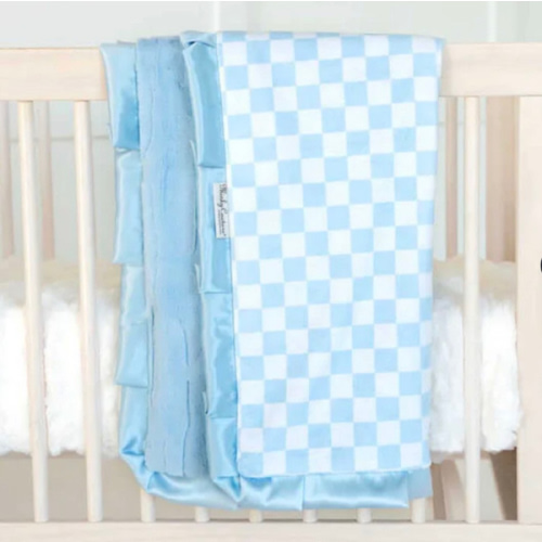 Checkered Blue Blanket | Minky Couture