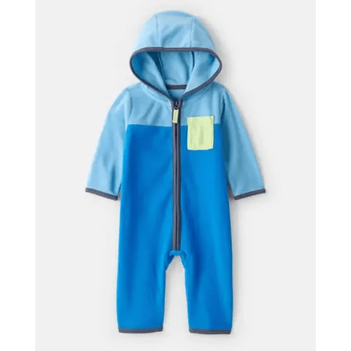 Baby Boy Color Block Fleece Long-Sleeve Jumpsuit - Blue | Carter's