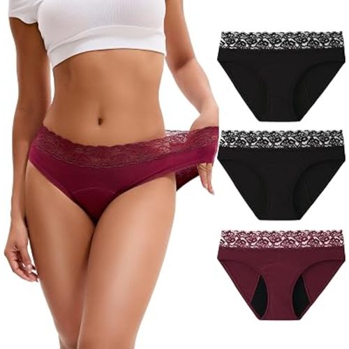INNERSY Women's Period Underwear Cotton Hipster 3-Pack