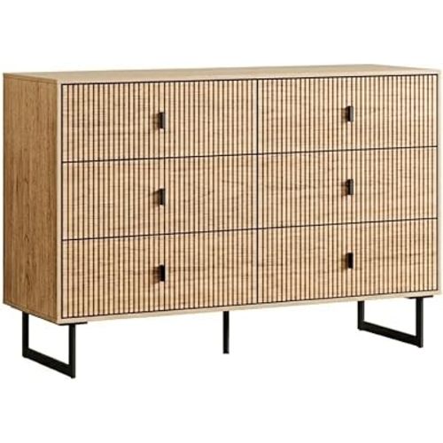 Chrangmay Modern Chest of Drawers with 6 Drawers,Deep Drawers,Clothes Organizer,Large Storage Cabinet for Living Room, Bedroom,Hallway,with Anti-Tipping Device,Wood