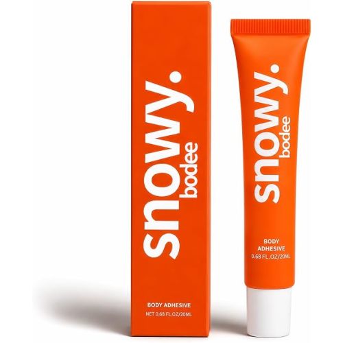 Snowy Bodee: Body Adhesive for Clothes, Liquid Body Glue & Fashion Tape Alternative for Women, Sweat Resistant Clothing Glue for Strapless Dresses, Low-Cut Tops & Work Blouses (20ml)