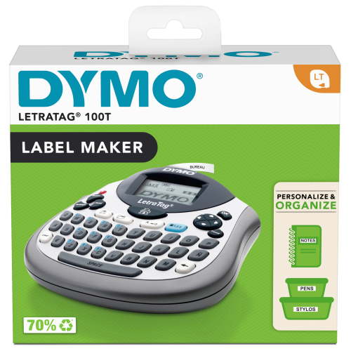 DYMO LetraTag 100T QWERTY Label Maker, Includes Black Print on White Paper Label, 1 Count