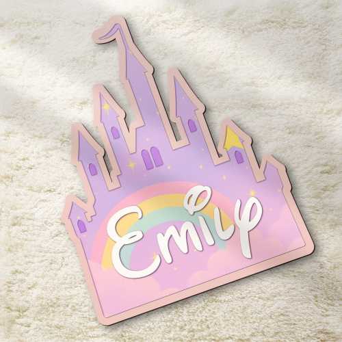 Princess Castle Sign, Personalized Wooden Name Sign for Kids, Custom Door Sign, Baby Girl Nursery Wall Decor, Baby Shower Gift Birthday Gift