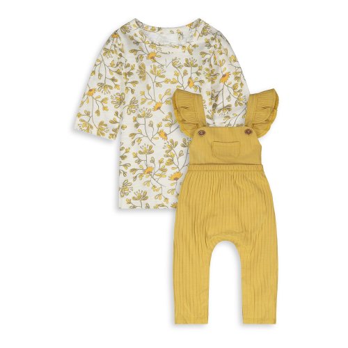 Jessica Simpson Baby Girl Bodysuit & Flutter Overalls, 2-Piece Set