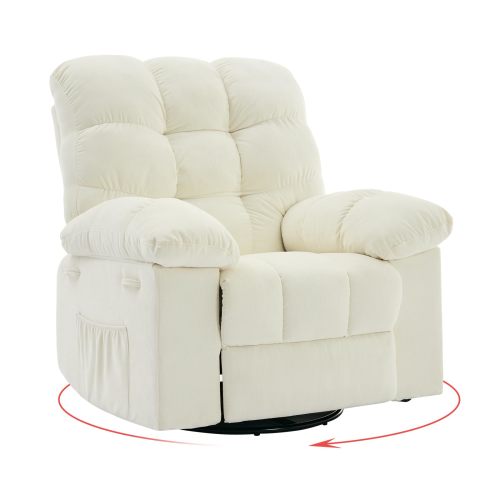 Garvee 360° Swivel Recliner Rocker Chair Comfy Chenille Upholstery Q235 Steel Frame for Living Room & Nursery, Beige