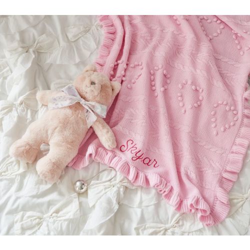 LoveShackFancy Textured Hearts Baby Blanket