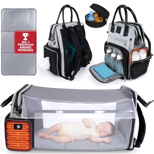 Premium Baby Diaper Bag with Changing Station, Diaper Bag Backpack w/ Pad | Award-winning, built-in changing station, warming pockets, waterproof, travel ready, unisex