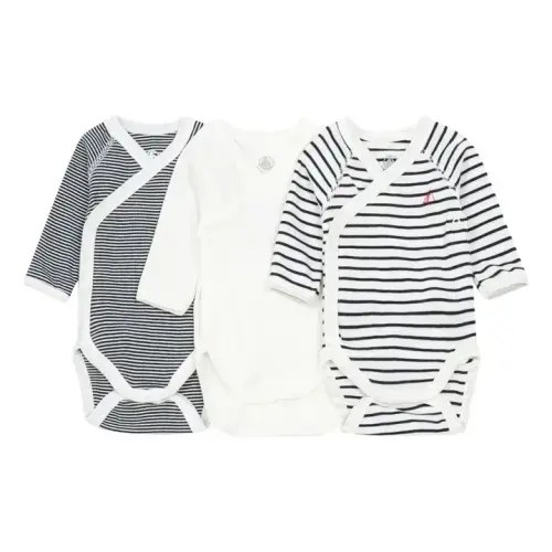 Striped Newborn Crossbody Playsuits - Set of 3 | White