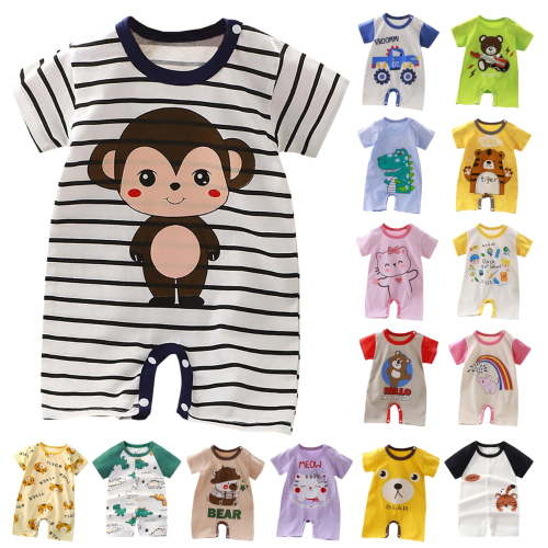 Summer Savings Clearance! BXSRUTA Baby Boy Girl Romper Summer Clothing Newborn Baby Cotton Short Sleeve Thin Crawling Suit Baby Onesie Ha Clothes Baby Clothes, 3M