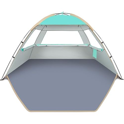 Gorich Beach Tent Sun Shelter for 3/4/6/8/10 Person with UPF 50＋ UV Protection, Lightweight & Easy Setup Beach Shade Canopy, Portable Beach Shade Tent Beach Cabana