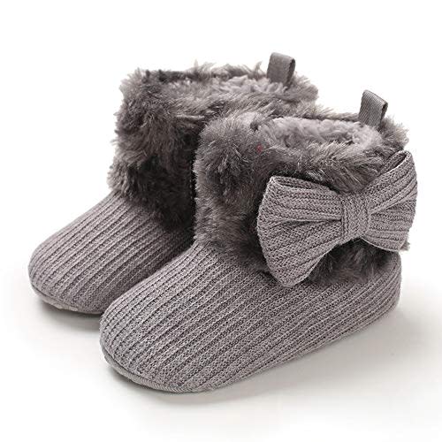 LAFEGEN Baby Girl Booties Non Slip Faux Fur Infant Ankle Snow Boots Newborn Toddler First Walker Winter Crib Shoes 3-18 Months