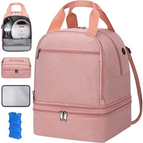 Pump Bag for Spectra S1 S2, Wearable Breast Pump Bags with Ice Pack, Pumping Bag with Waterproof Mat for Pump Accessories, Insulated Bottle Bags for Work Travel and Family, Black