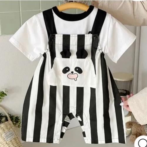 Baby 2 Pieces T-Shirt and Panda Overalls Sets